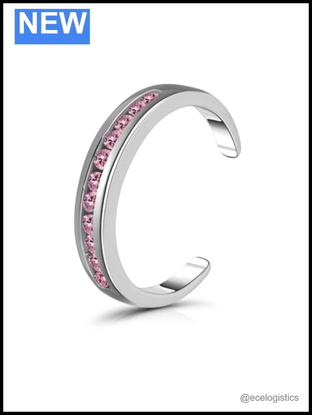 925 Sterling Silver Adjustable Channel Set CZ Toe Ring Women Hypoallergenic